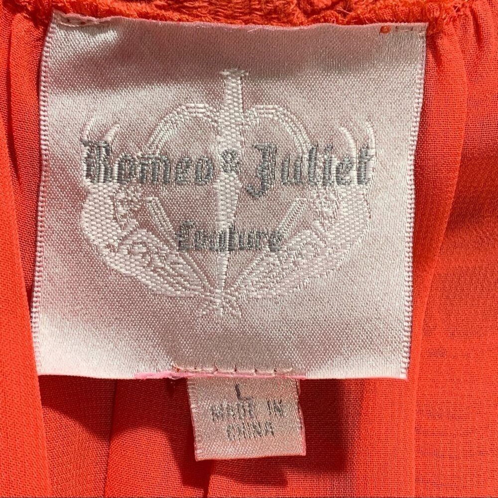 Women’s Blouse Top Sheers With Lace Tunic Size L Coral color Romeo & Juliet - Picture 9 of 13